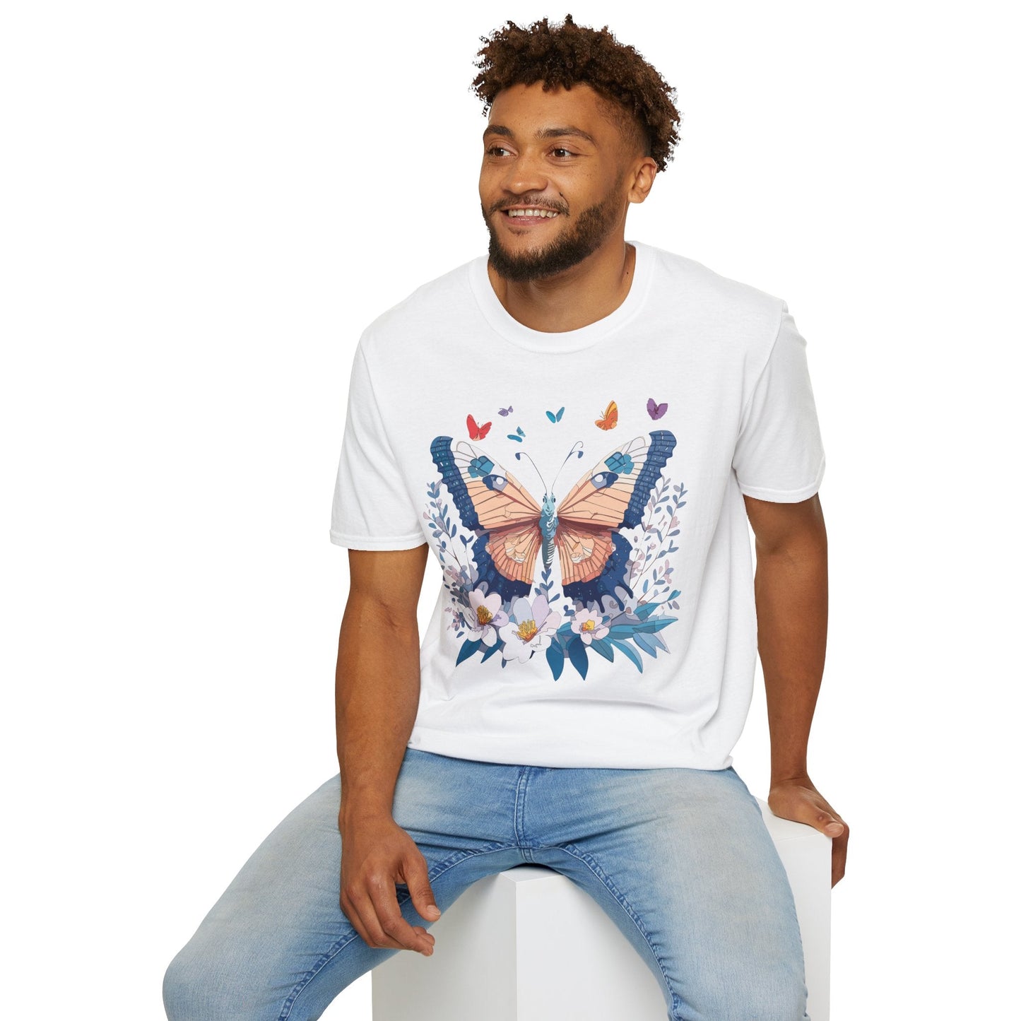 Unisex Butterfly Shirt Monarch Design Gildan Softstyle 64000 Short Sleeve Tee For Men And Women