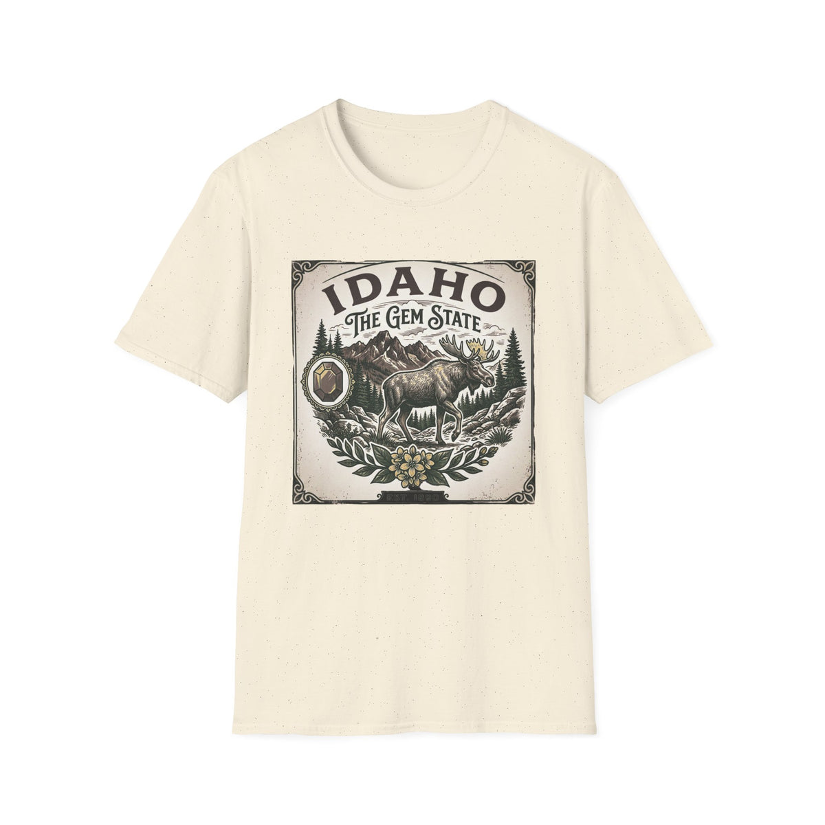 Idaho The Gem State Vintage Moose Travel Tourist Graphic Design Unisex 100 Cotton Gildan T-Shirt