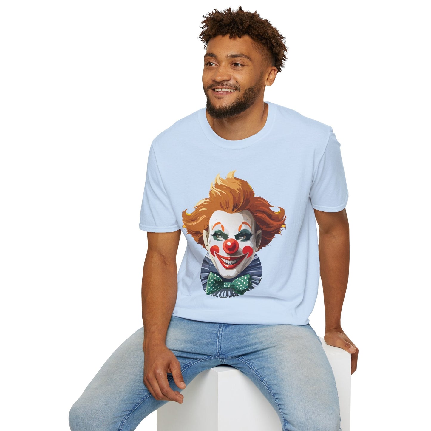 Clown Theme T Shirt Funny Man Circus Scary Man Unisex Gildan Softstyle Graphic Tee Everyday Wear