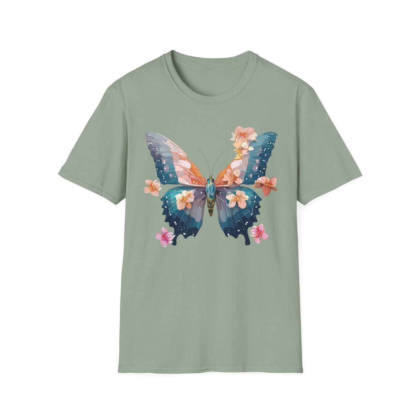 Butterfly Shirt Unisex T Shirt Monarch Print Gildan Softstyle 64000 Ring Spun Cotton Tee