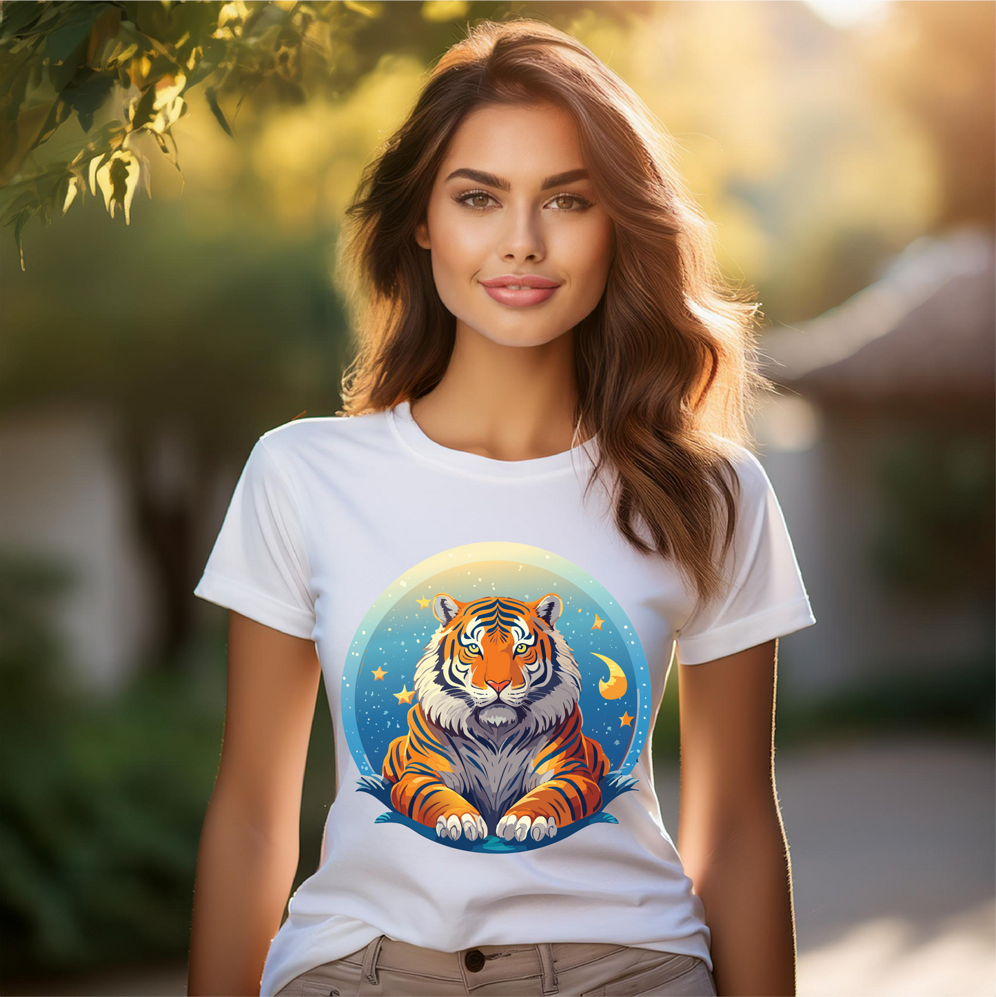 Tiger Animal Shirt Unisex Premium Cotton Tee With Original Art Design By Retro2Nova Soft Comfortable Everyday Wear