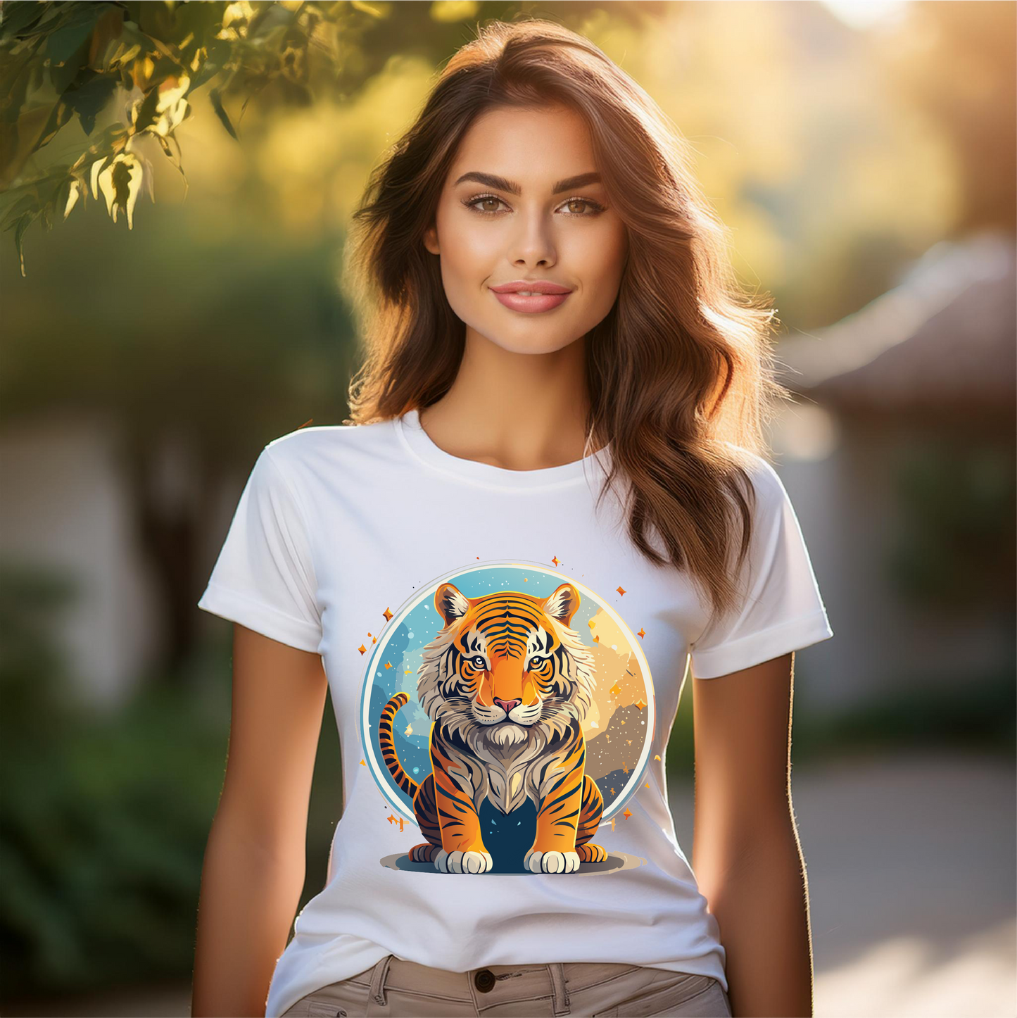Unisex Premium Cotton Staple Tee With Original Tiger Art Design From Retro2Nova Art Collection For Everyday Comfort