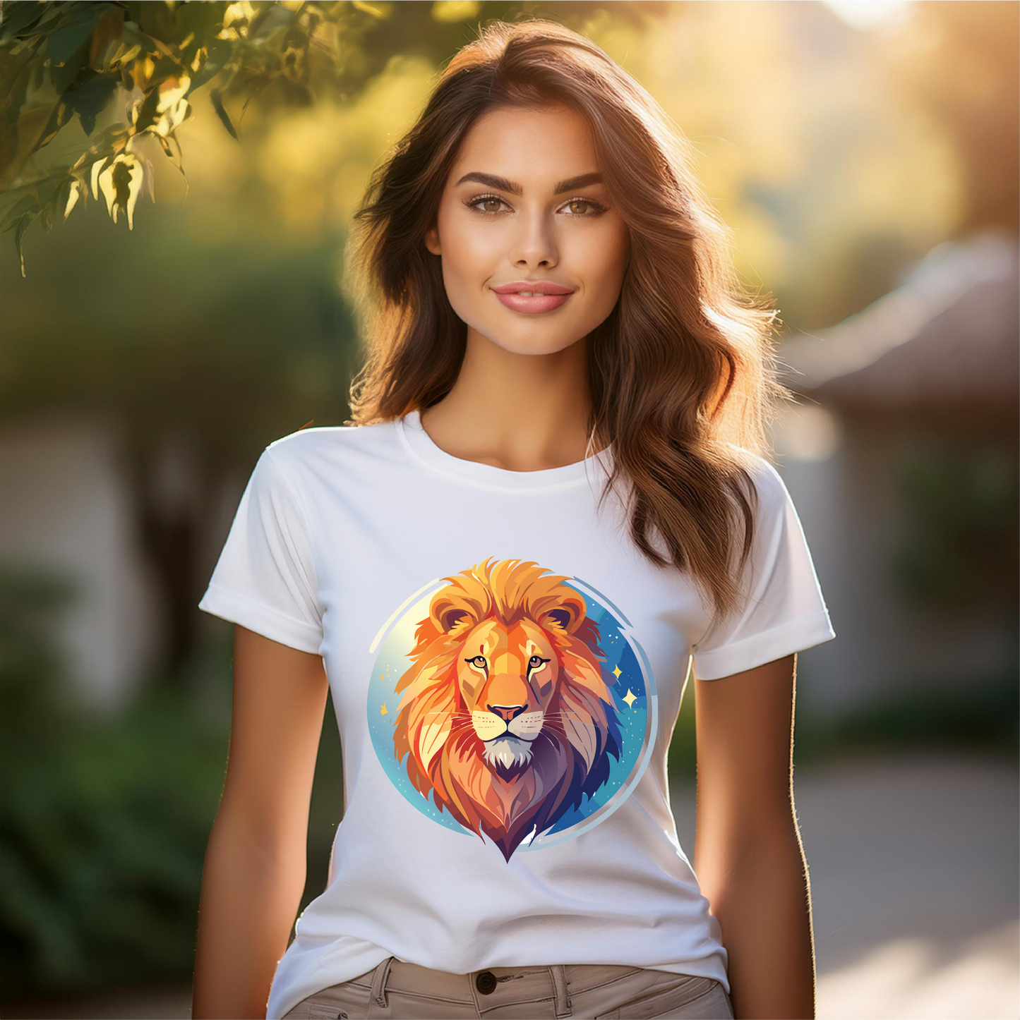 Unisex Premium Cotton Staple Tee With Lion Art Design Retro2Nova Art Collection For Everyday Comfort And Breathable Fit