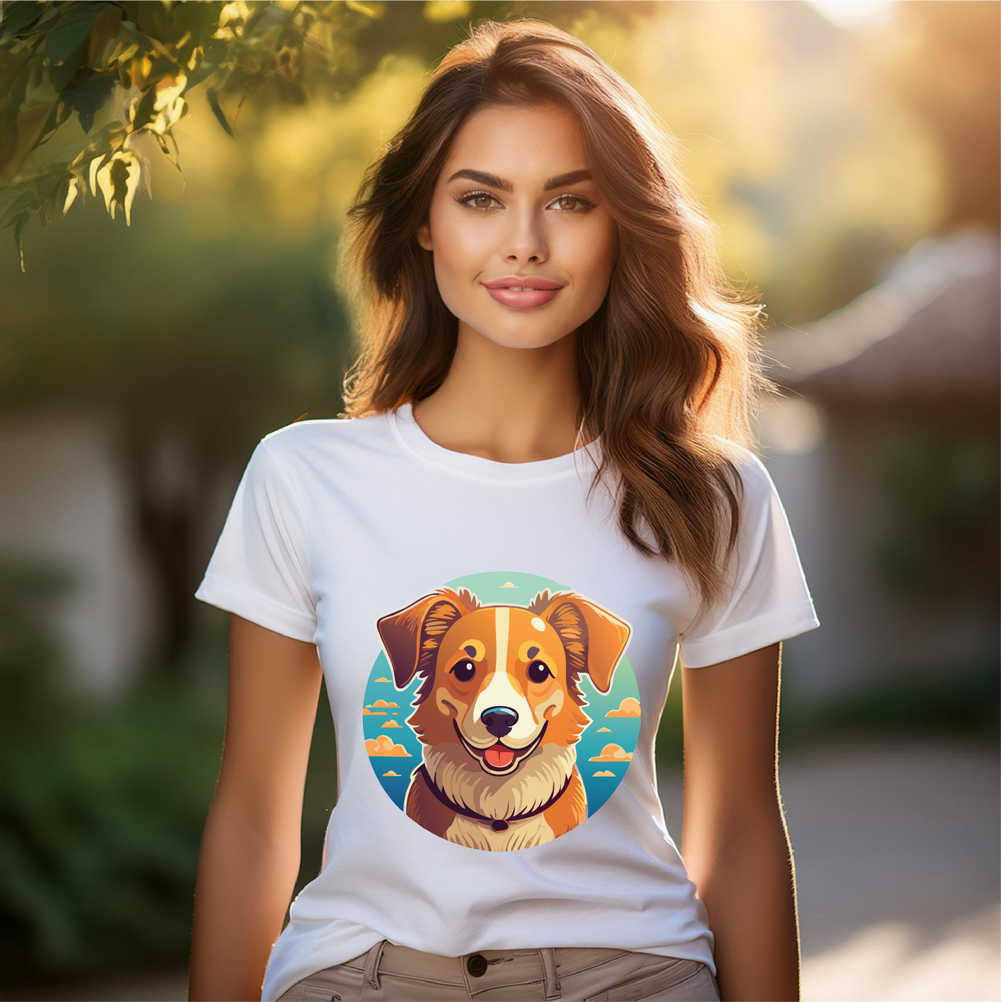 Unisex Animals Dog Shirt With Original Art Design Premium Cotton Tee By Retro2Nova Art Collection Soft Breathable Comfort