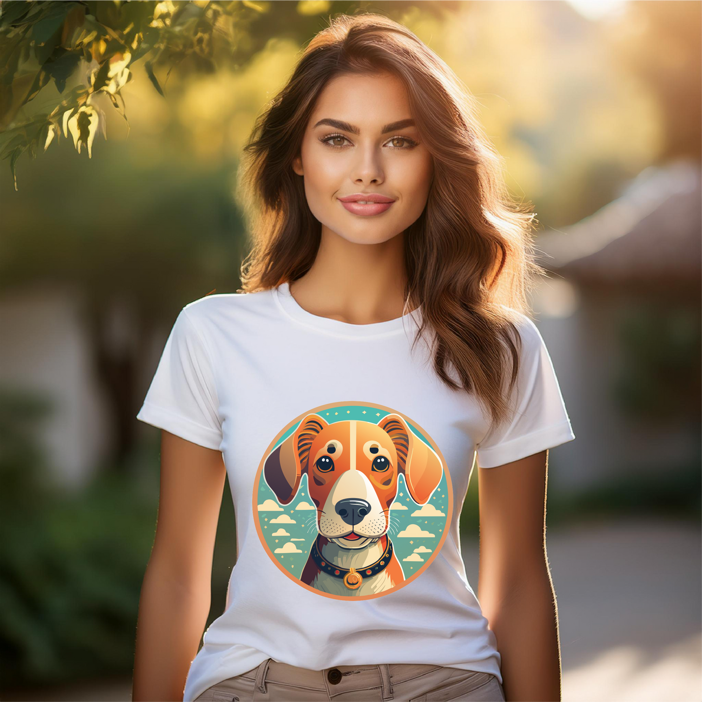 Dog Animal Art Shirt For Unisex Premium Cotton Tee By Retro2Nova With Original Art Design Built For Everyday Comfort