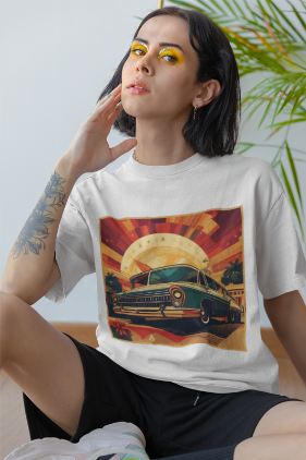 Retro Vintage Car Graphic Unisex 100 Cotton Tee 8