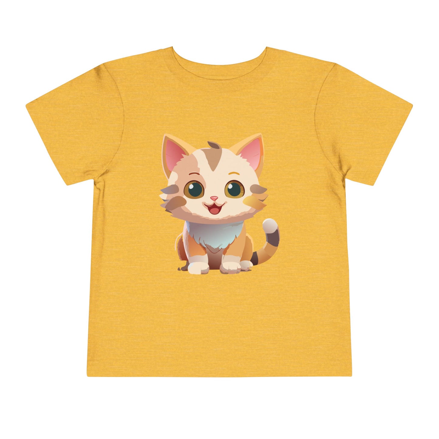 Cute Cat Toddler Short Sleeve Tee - Adorable Kitty Graphic Tee for Kids (2T-5T)