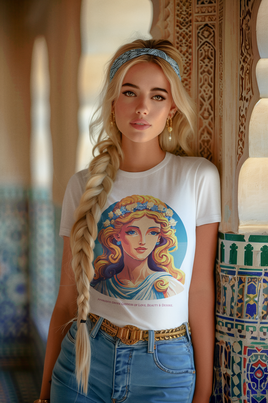Goddess Aphrodite Unisex Graphic Cotton T Shirt with Retro2Nova Artwork Design Edition