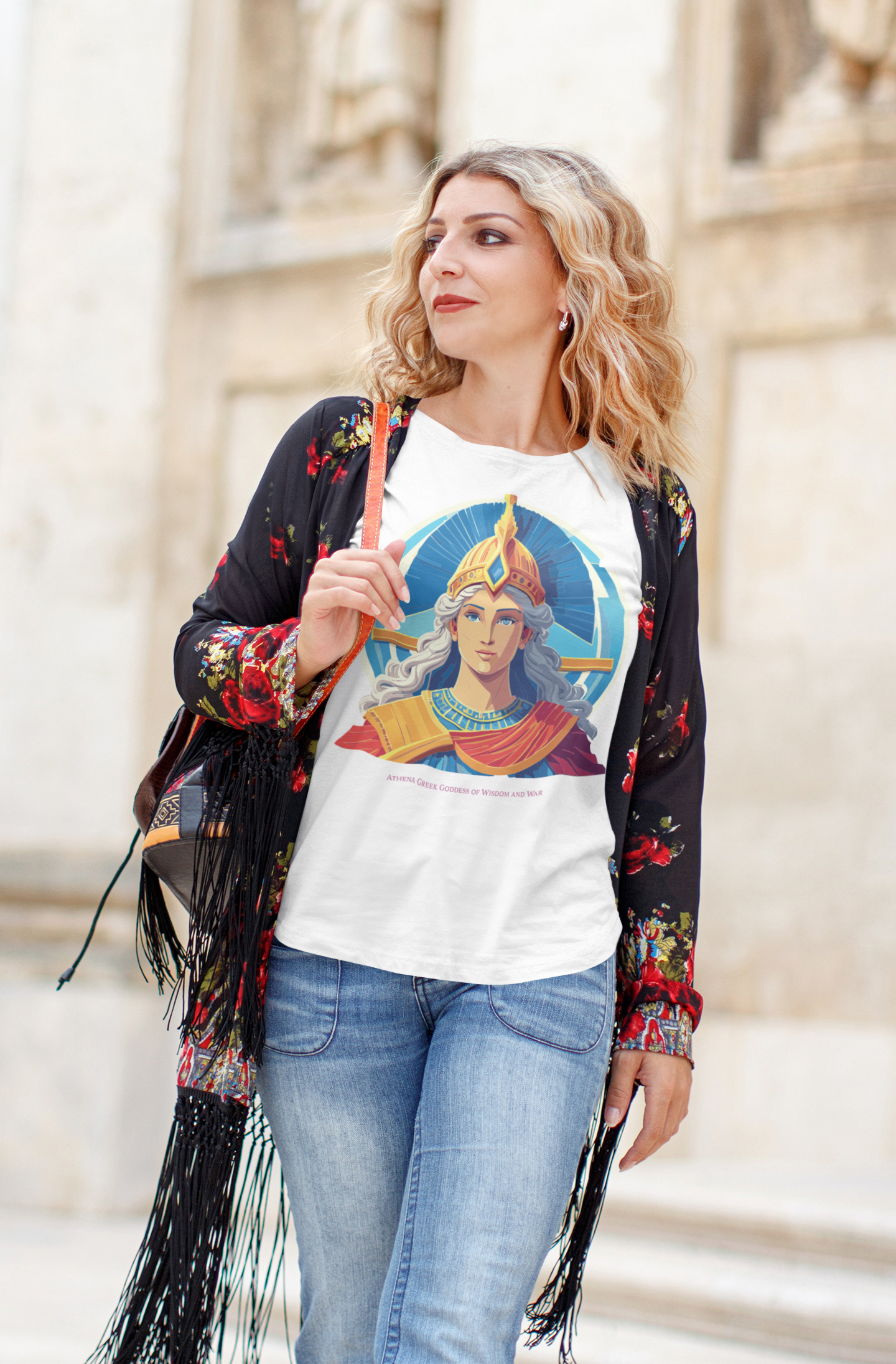 Athena Goddess Graphic Cotton T Shirt Unisex Tee by Retro2Nova Original Art Vintage Inspired