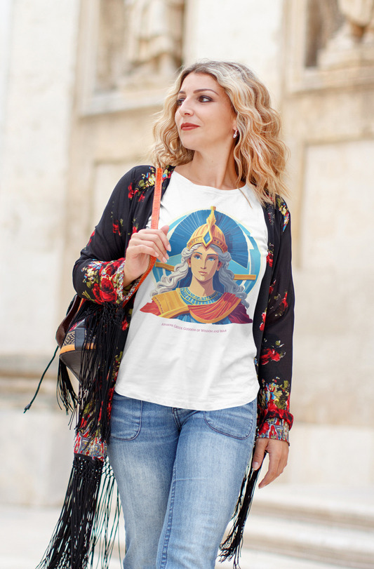 Athena Goddess Graphic Cotton T Shirt Unisex Tee by Retro2Nova Original Art Vintage Inspired