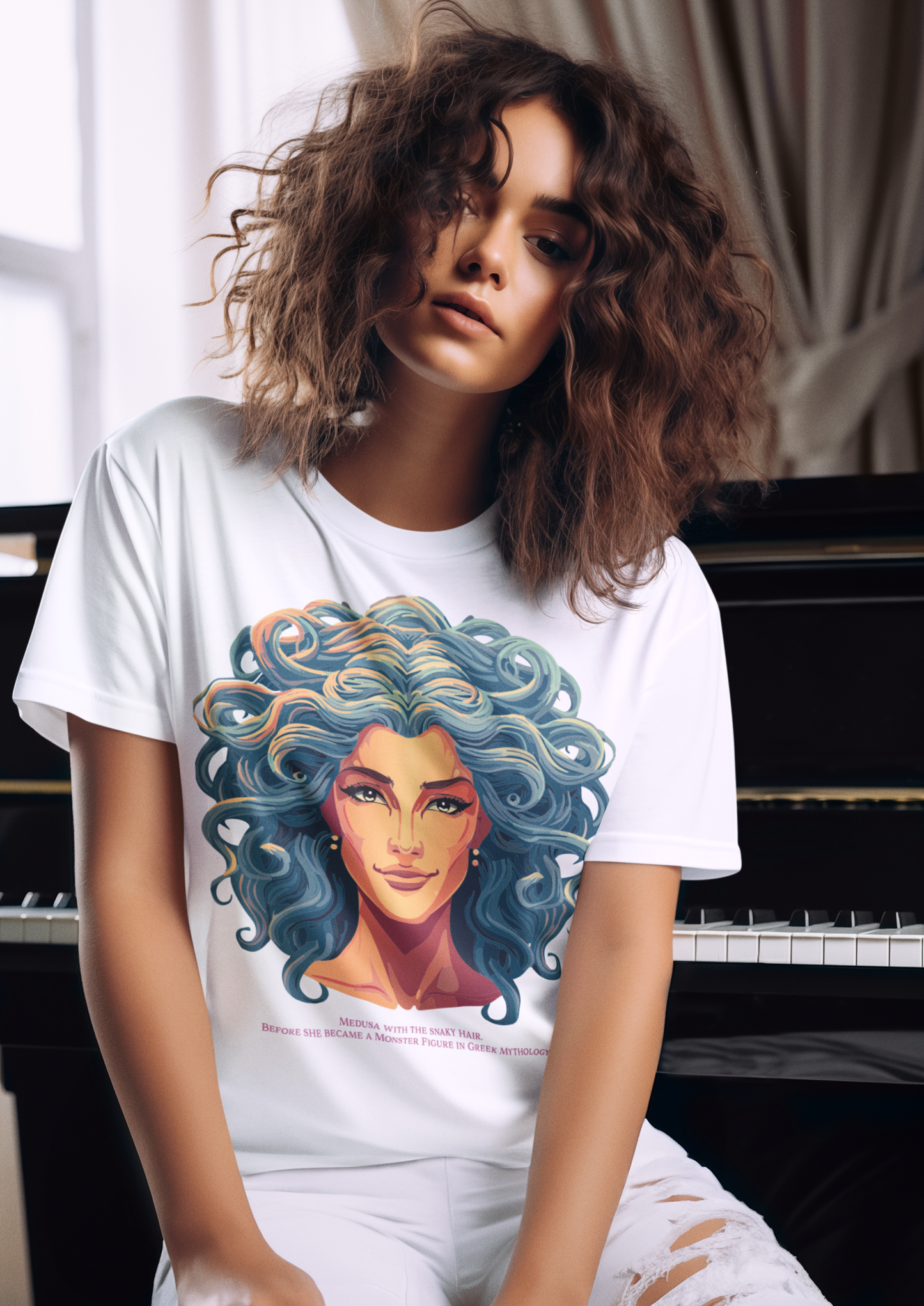 Medusa Goddess Shirt Unisex Graphic Tee by Retro2Nova Vintage Style Cotton Short Sleeve