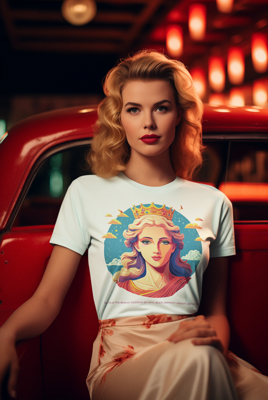Goddess Venus Graphic Tee Unisex Cotton Short Sleeve Shirt With Original Retro2Nova Artwork