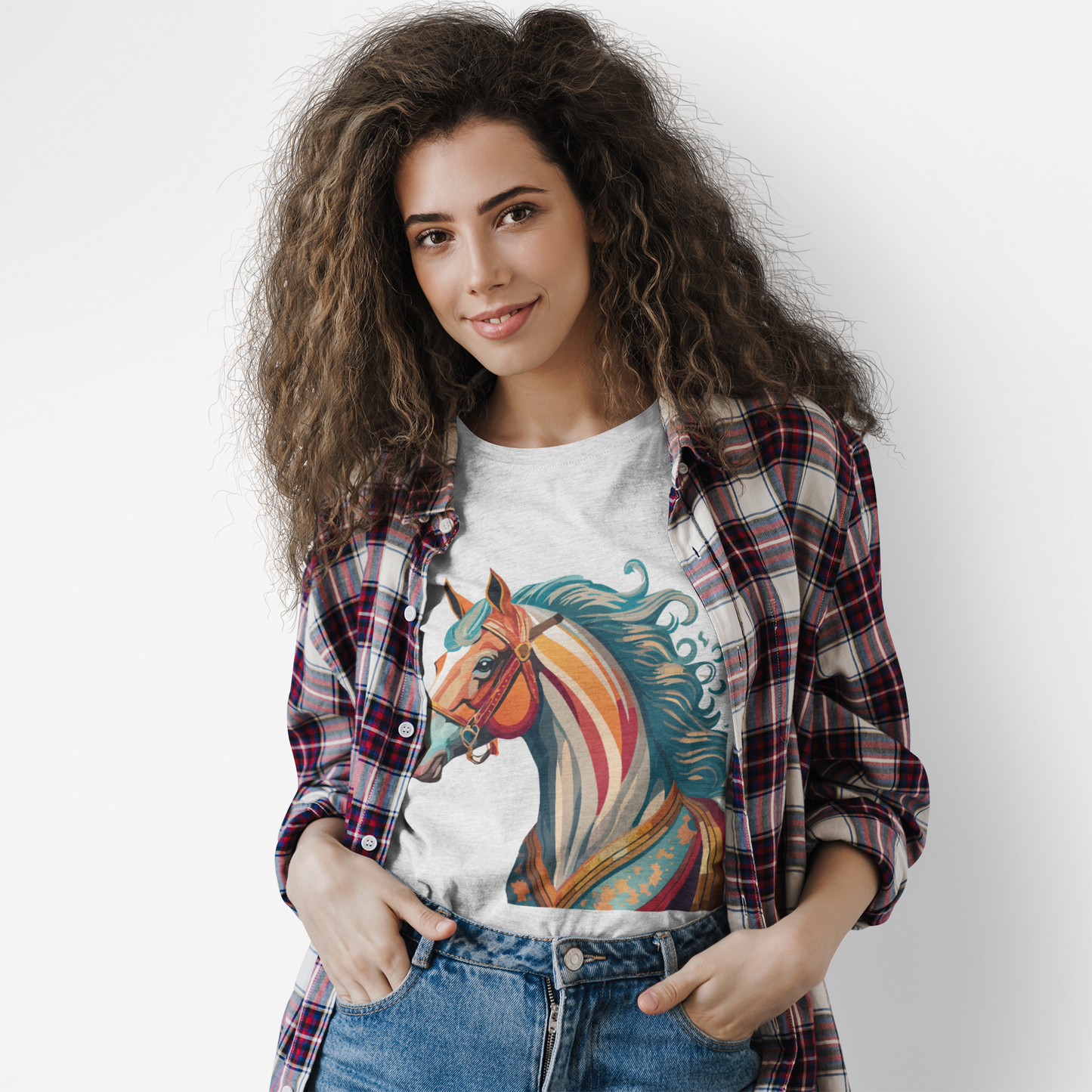 Horse Animal Shirt Unisex Premium Cotton Tee With Original Art Design From Retro2Nova Soft Breathable Art Collection