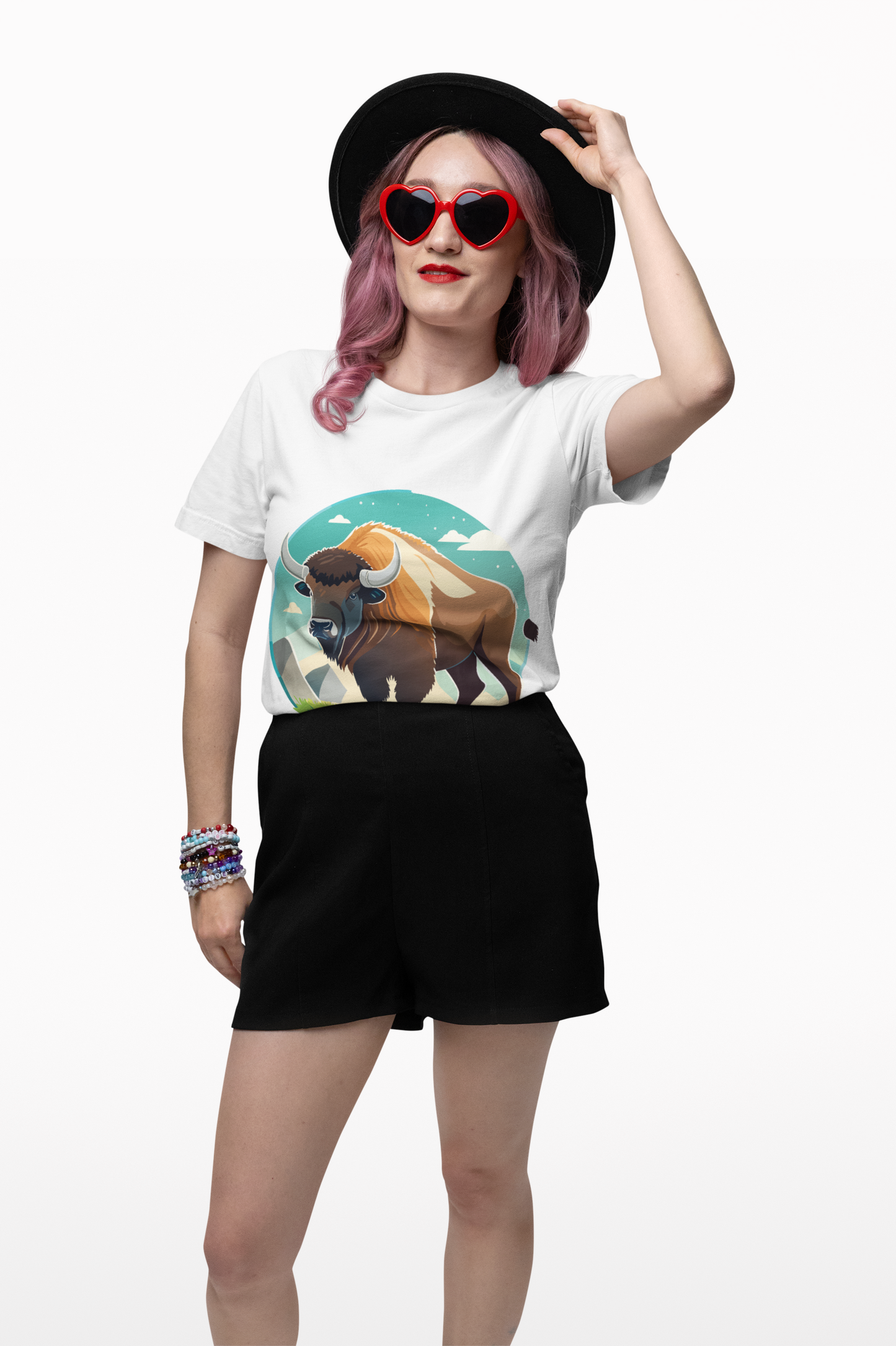Bison Shirt Unisex Premium Cotton Tee With Original Art Design From Retro2Nova Animals Collection Exclusive Art Series