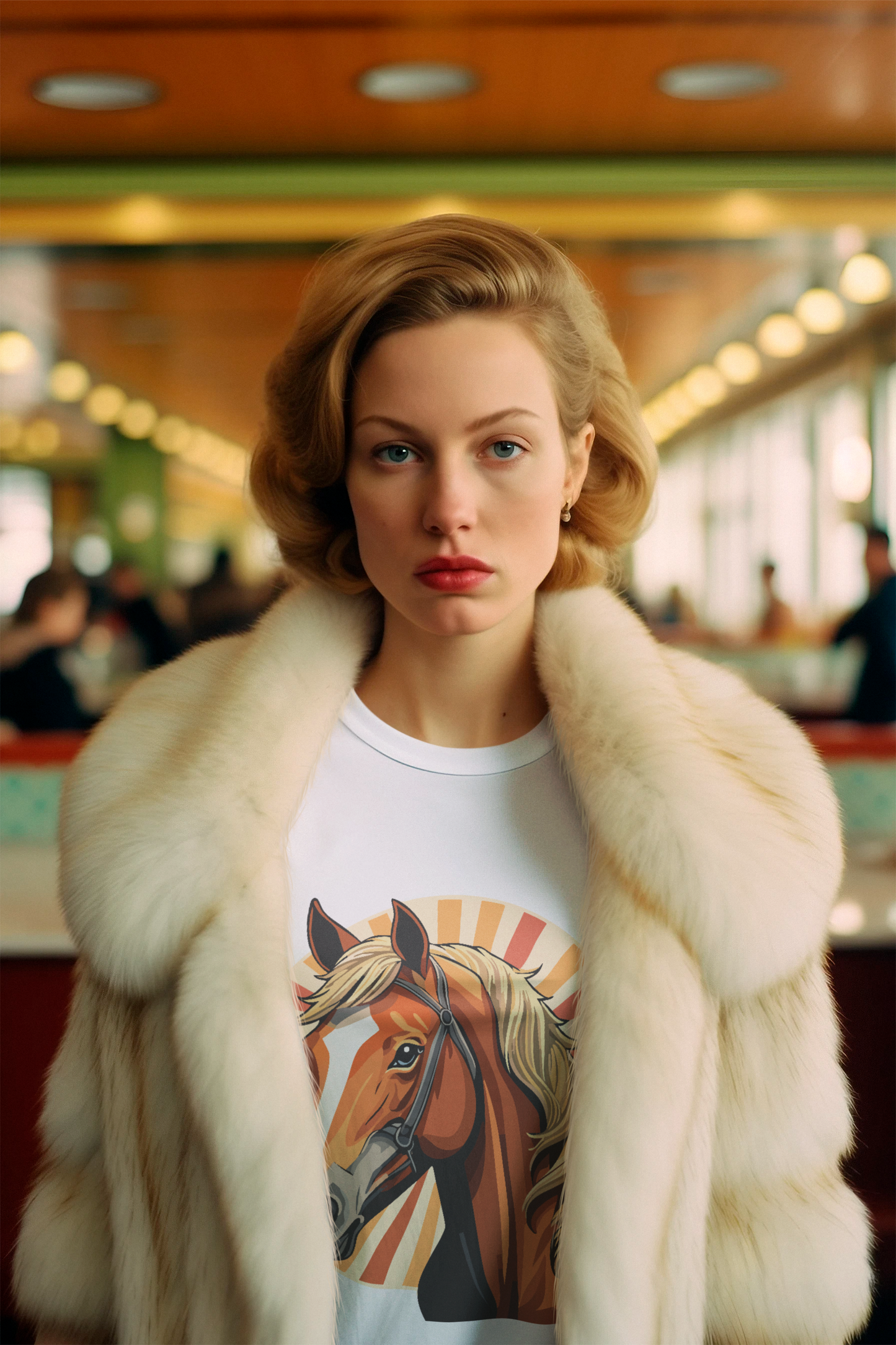Unisex Premium Cotton Art Tee Featuring Horse Illustration Retro2Nova Animals Shirt Collection For All Seasons