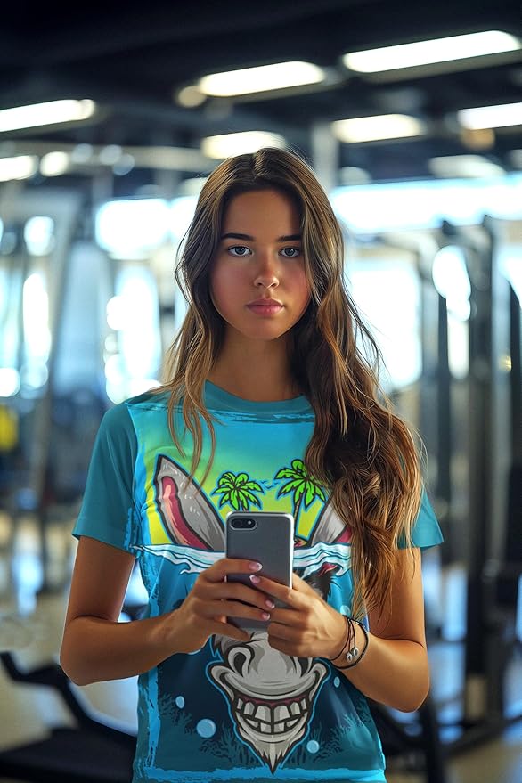 Tropical Donkey Poly Jersey Tees, Art Design Poly Shirt, All Over Print Graphic Tee, Funny Print T-Shirt, Funny Animals Tee