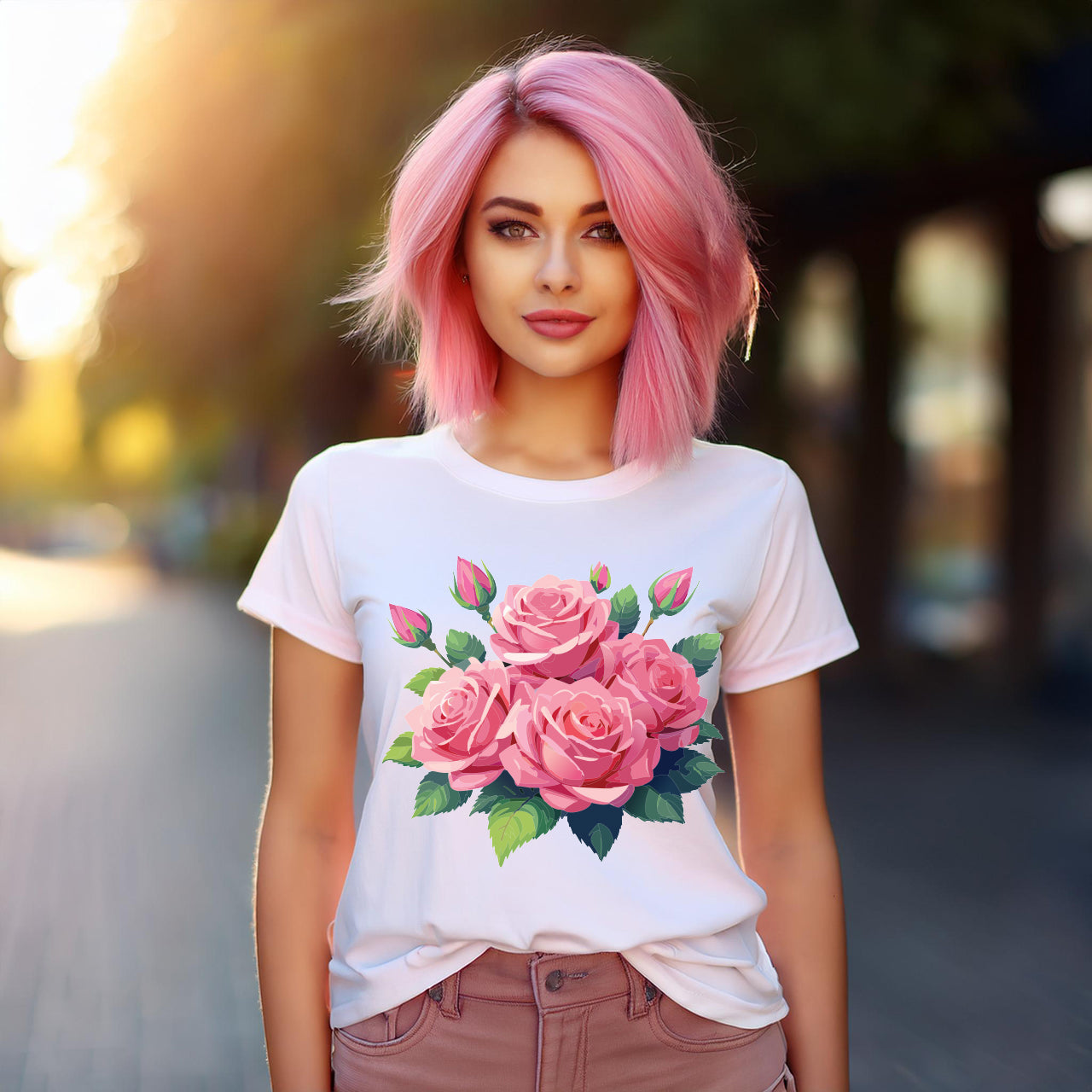 Unisex Floral T Shirt With Vintage Flowers Art Print Cotton Tee USA Made Premium Comfort