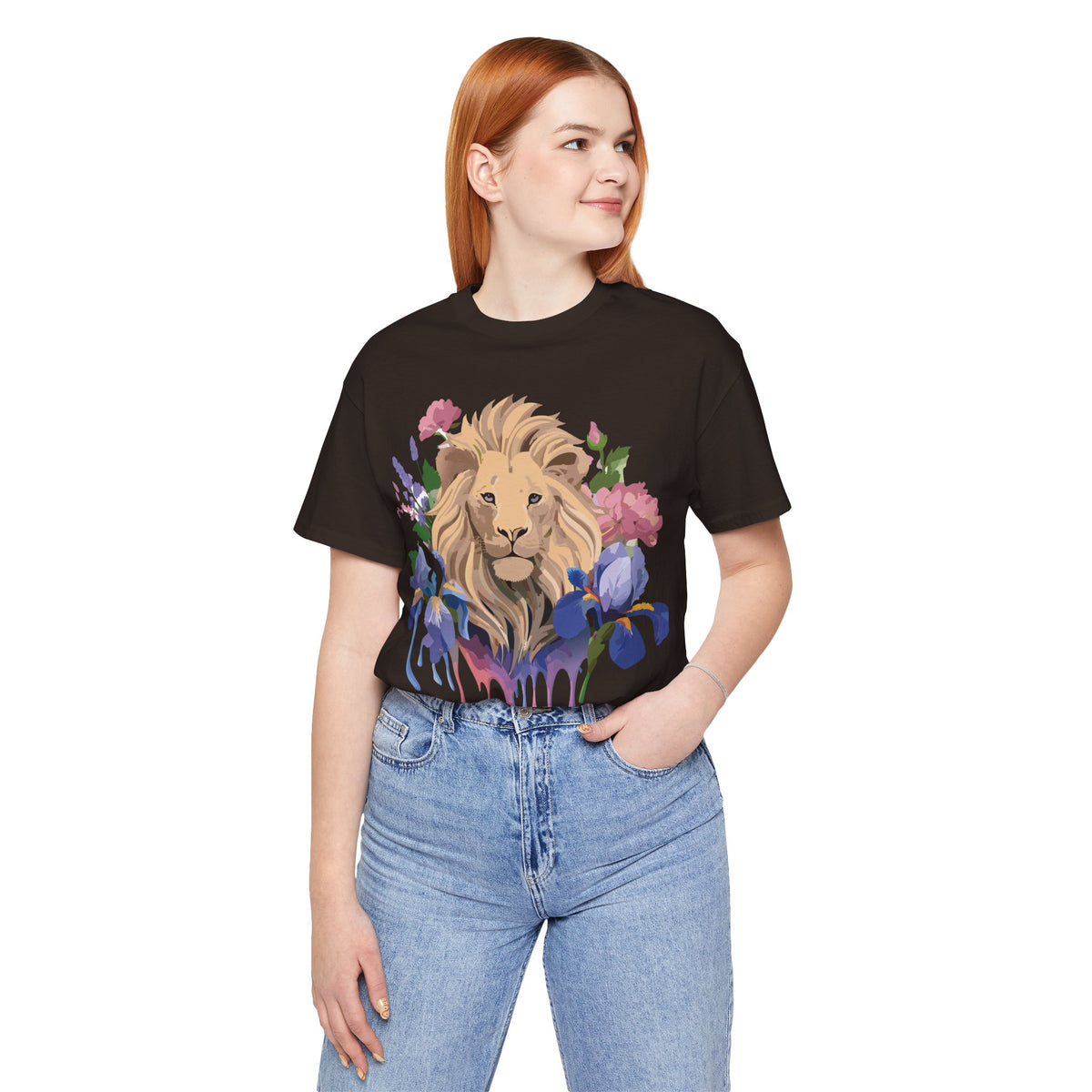 Lion Graphic Unisex Cotton Bella+Canvas Tee with Art Animal Design e318