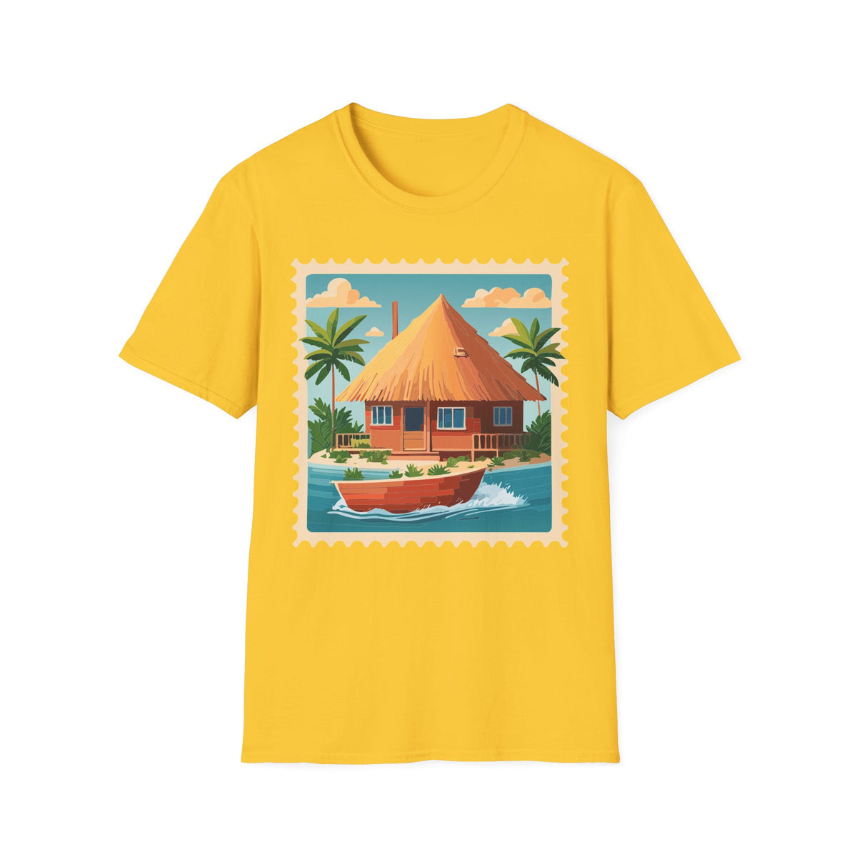 Tropical Tiki Hut T-Shirt | Beach House Palm Tree Illustration