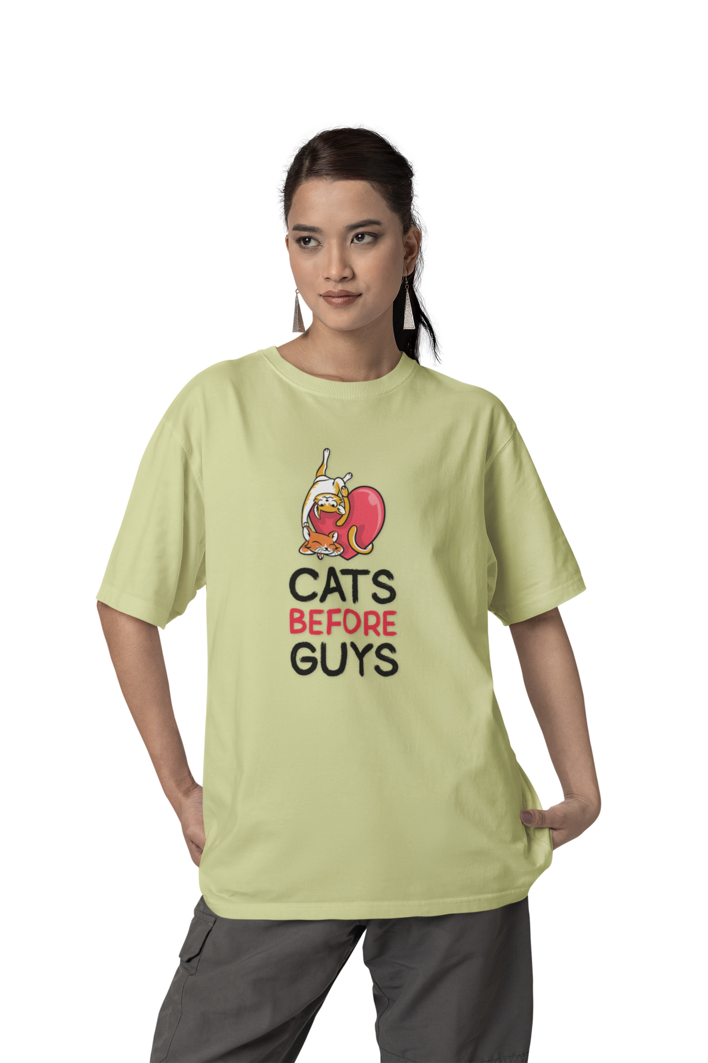 Cat Heart T-Shirt, T-Shirt with Love, Valentine Day Tees with Animals, Unisex Cotton Tee with Art Design 33