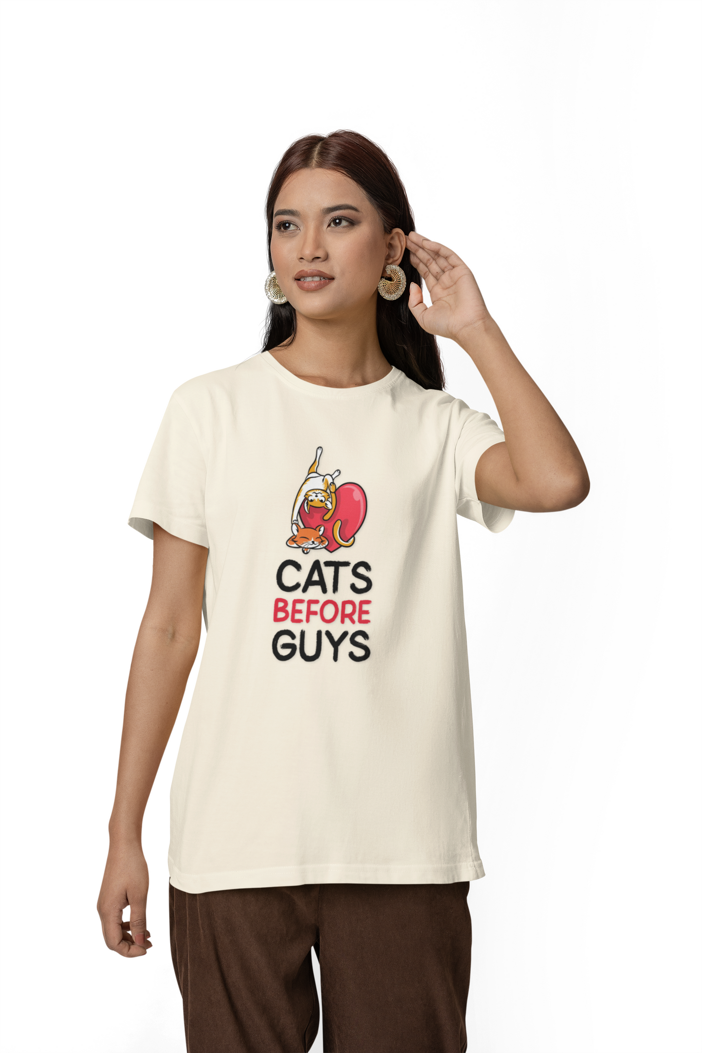 Cat Heart T-Shirt, T-Shirt with Love, Valentine Day Tees with Animals, Unisex Cotton Tee with Art Design 33