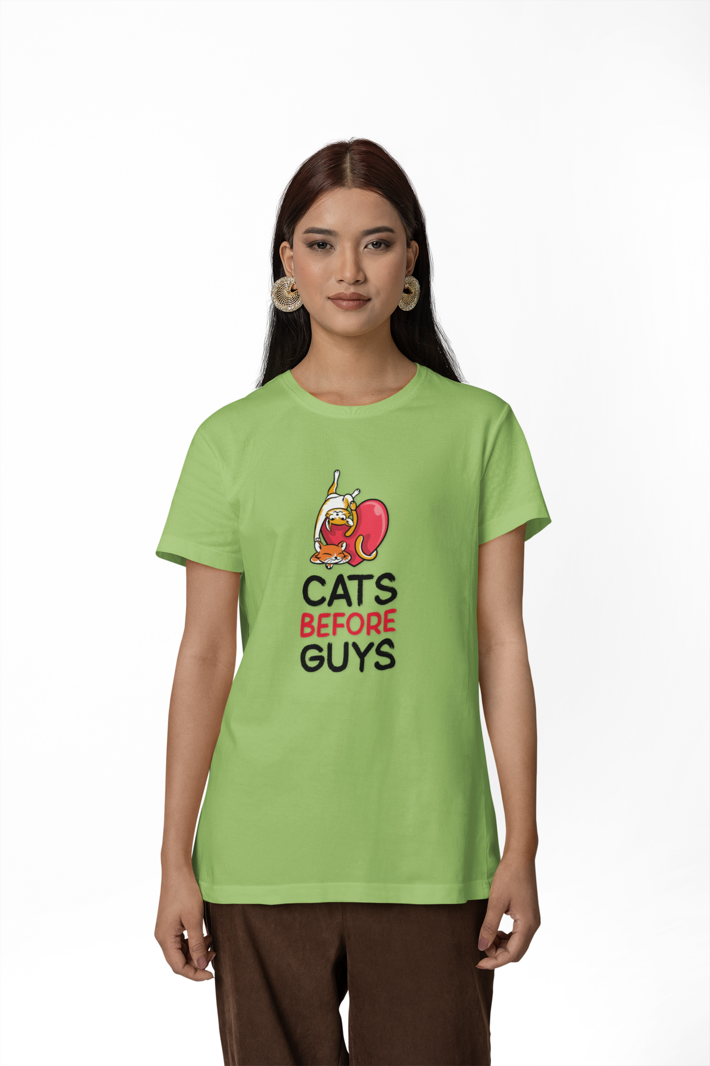 Cat Heart T-Shirt, T-Shirt with Love, Valentine Day Tees with Animals, Unisex Cotton Tee with Art Design 33