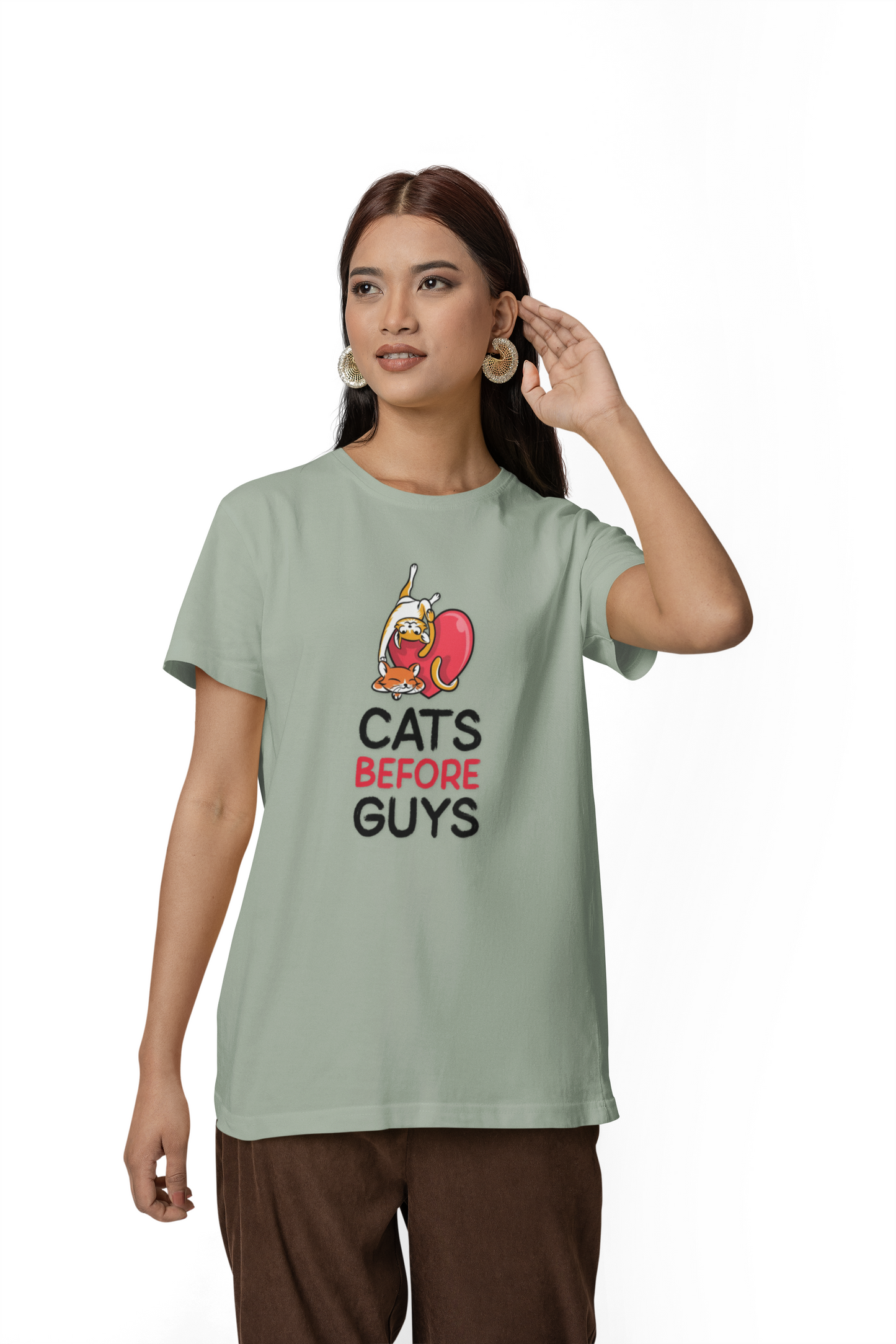 Cat Heart T-Shirt, T-Shirt with Love, Valentine Day Tees with Animals, Unisex Cotton Tee with Art Design 33