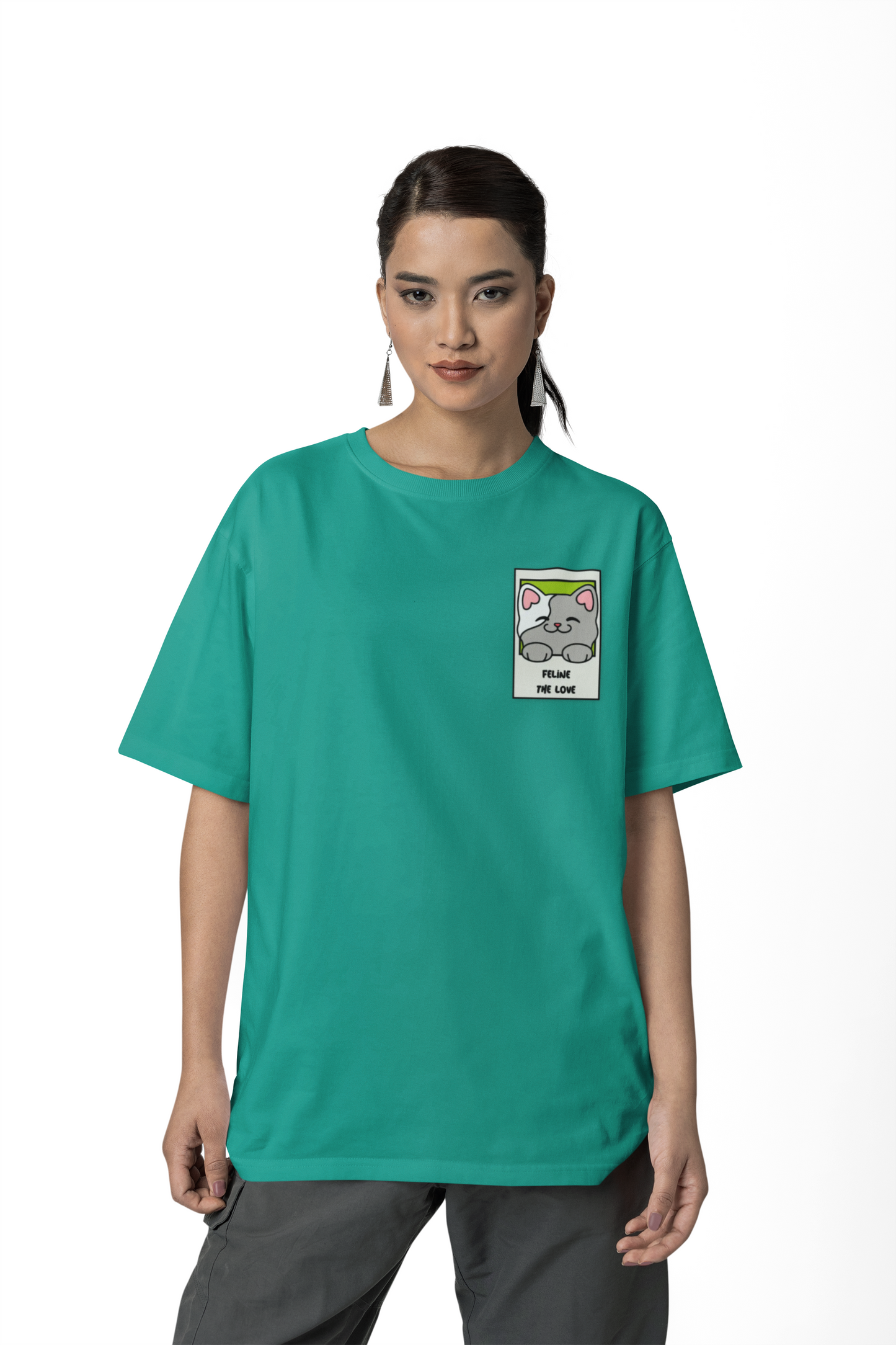 Pocket Cat Heart T-Shirt, T-Shirt with Love, Valentine Day Tees with Animals, Unisex Cotton Tee with Art Design 32