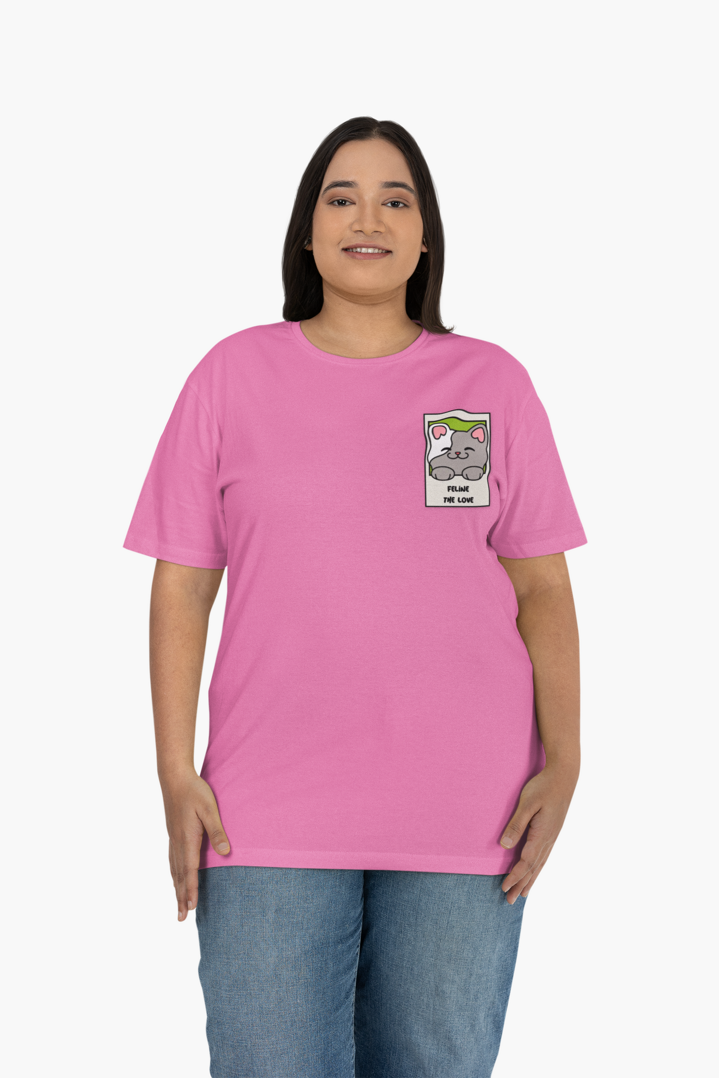 Pocket Cat Heart T-Shirt, T-Shirt with Love, Valentine Day Tees with Animals, Unisex Cotton Tee with Art Design 32