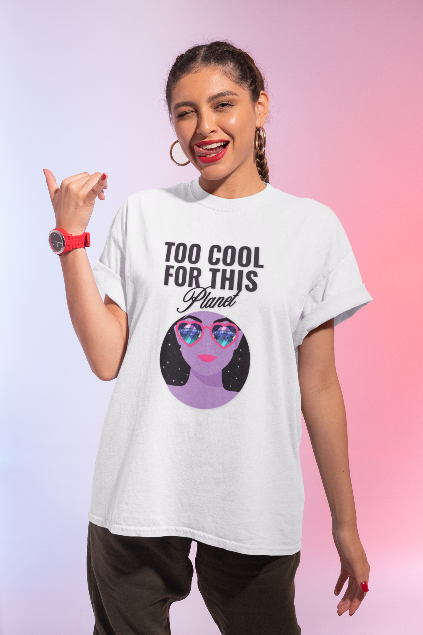 Too Cool For This Planet TShirt  Retro Alien Sunglasses Graphic Tee