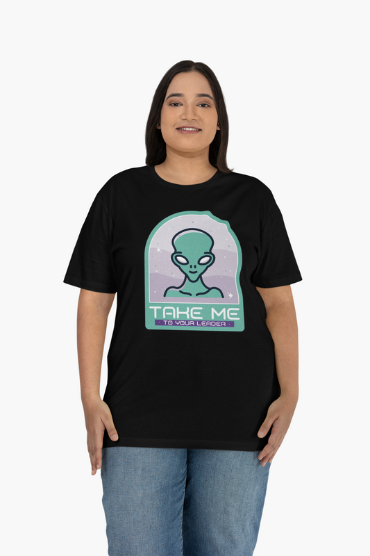 Alien Graphic TShirt  Take Me to Your Leader Retro Space Tee