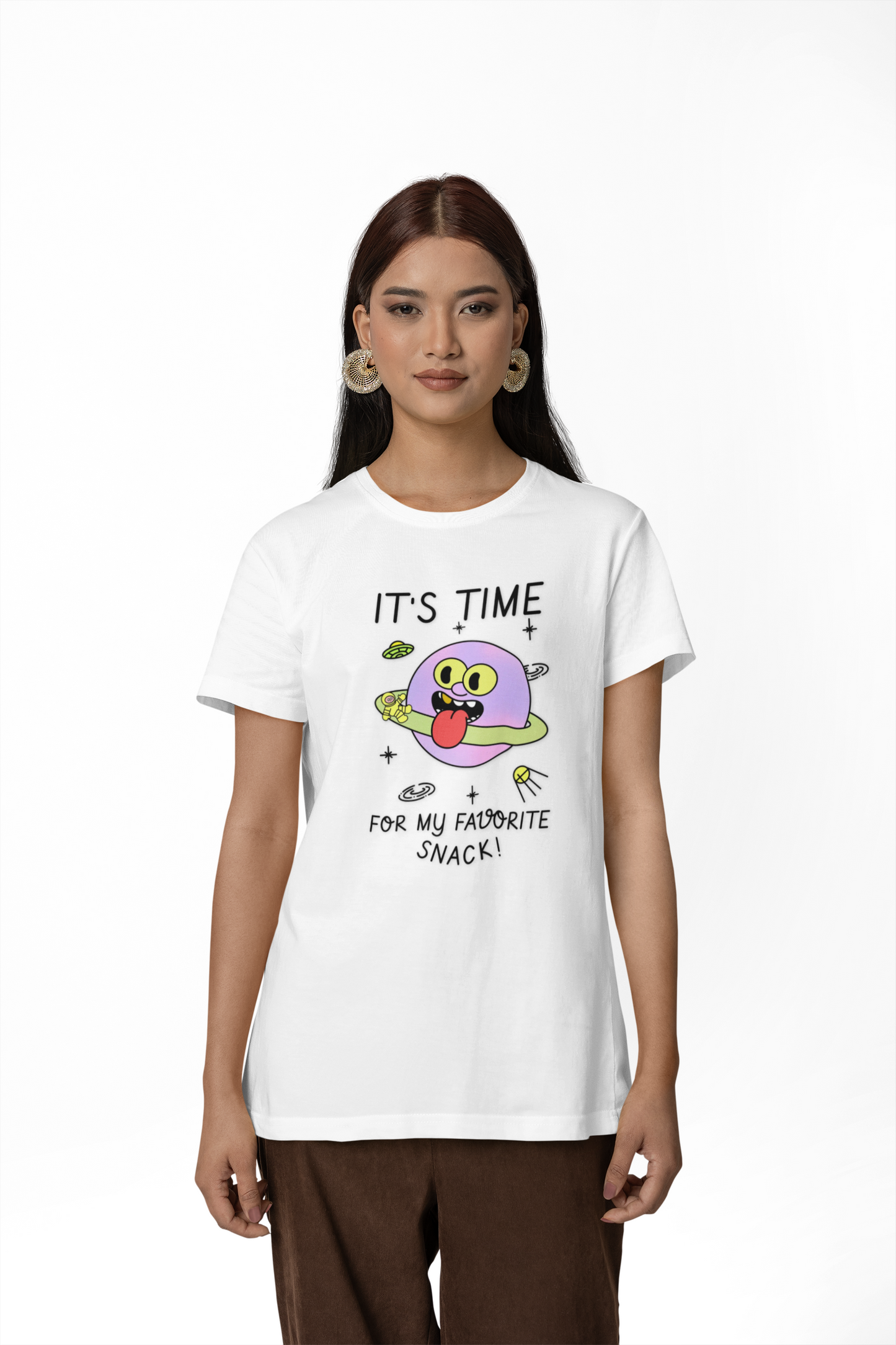 Snack Time Alien TShirt Time For My Favorite Snack Unisex Cotton Cute Space Graphic Tee