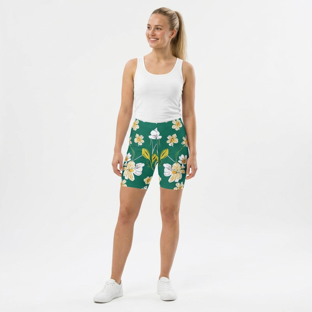 花卉圖案騎行短褲