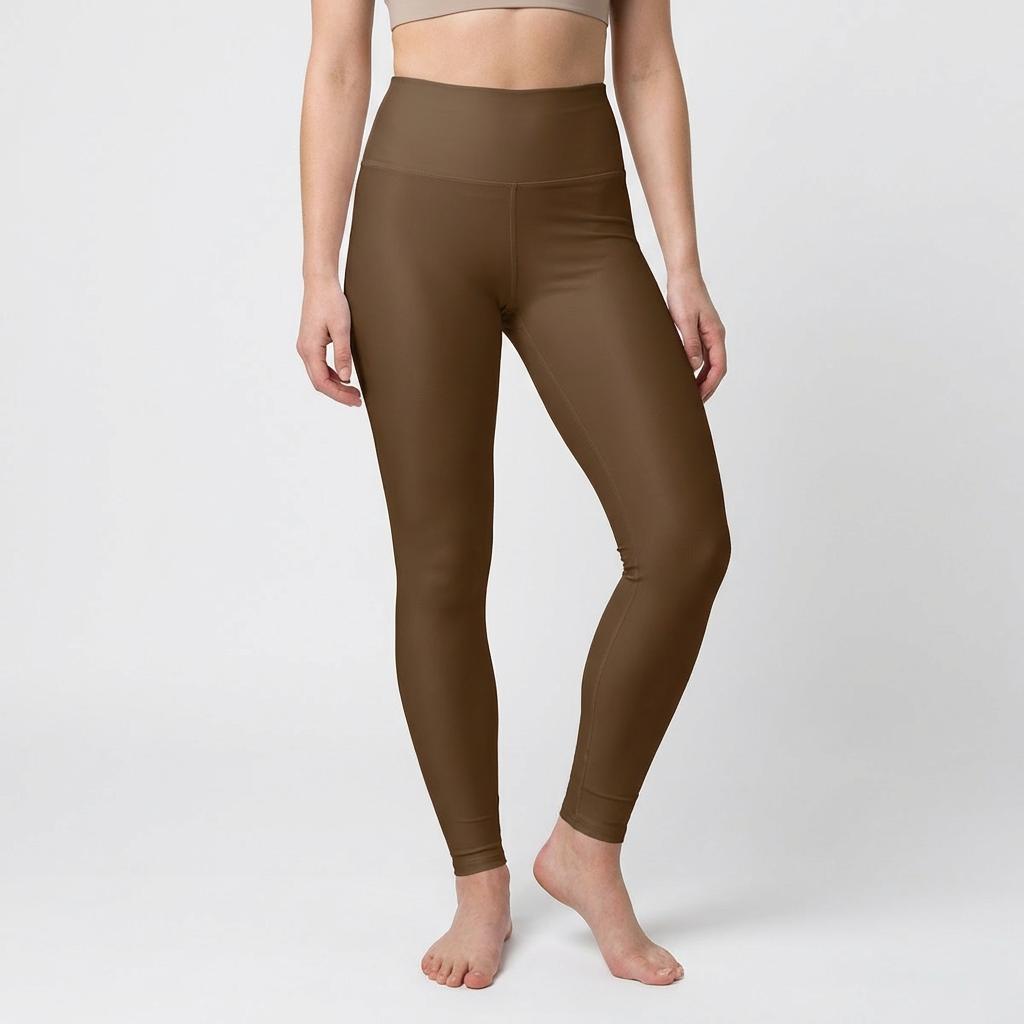 High-Waist Chocolate Yoga Leggings Stretchy Fitness Brown Leggings Women Seamless Poly-Span Activewear