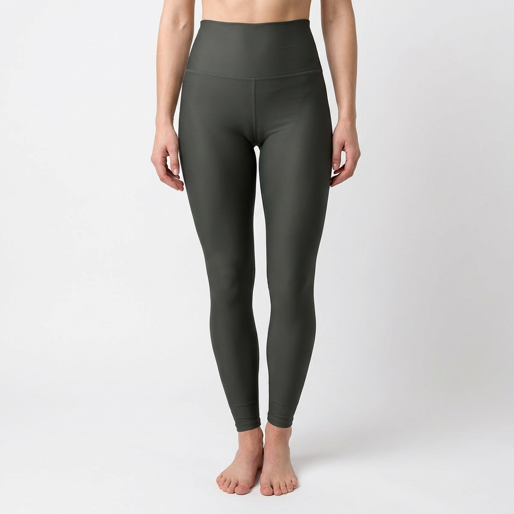 High-Waist Charcoal Yoga Leggings Women Seamless Poly-Span Activewear Dark Olive Activewear
