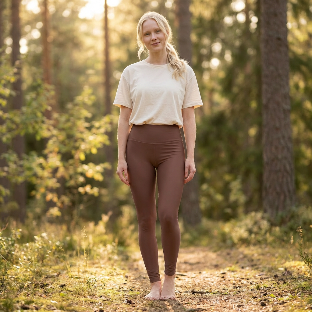 High-Waist Saddle Brown Yoga Leggings Women Poly-Span Seamless Chocolate Activewear