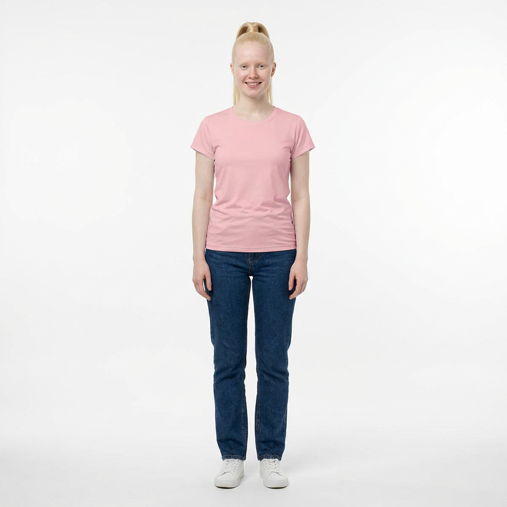 Tea Rose Women's Sports Jersey Short Sleeves 100% Poly Solid Rose Pink Color Print Athletic Tee