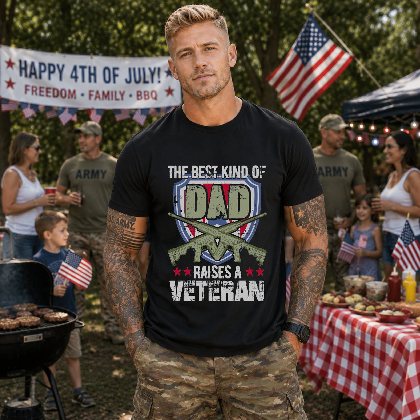 Army Veteran Patriotic Graphic Design Unisex Cotton T-Shirt v13