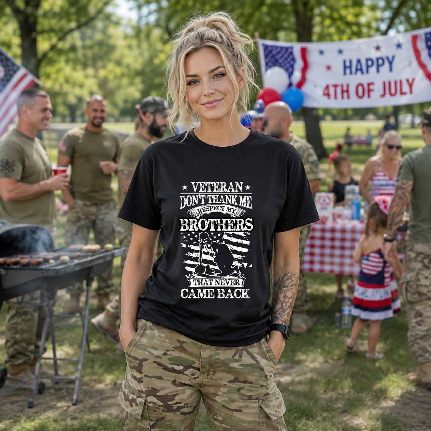Army Veteran Patriotic Graphic Design Unisex Cotton T-Shirt v60