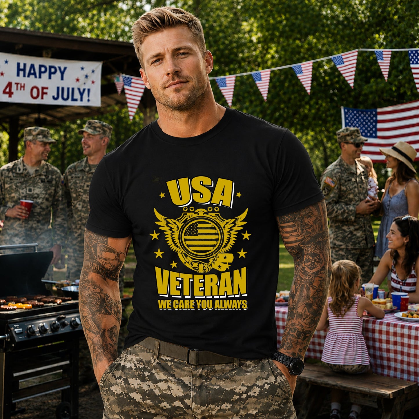 Army Veteran Patriotic Graphic Design Unisex Cotton T-Shirt v59