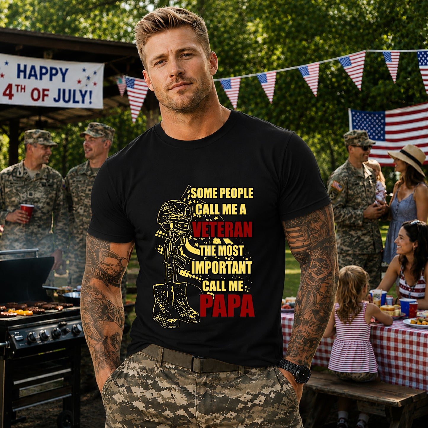 Army Veteran Patriotic Graphic Design Unisex Cotton T-Shirt v58