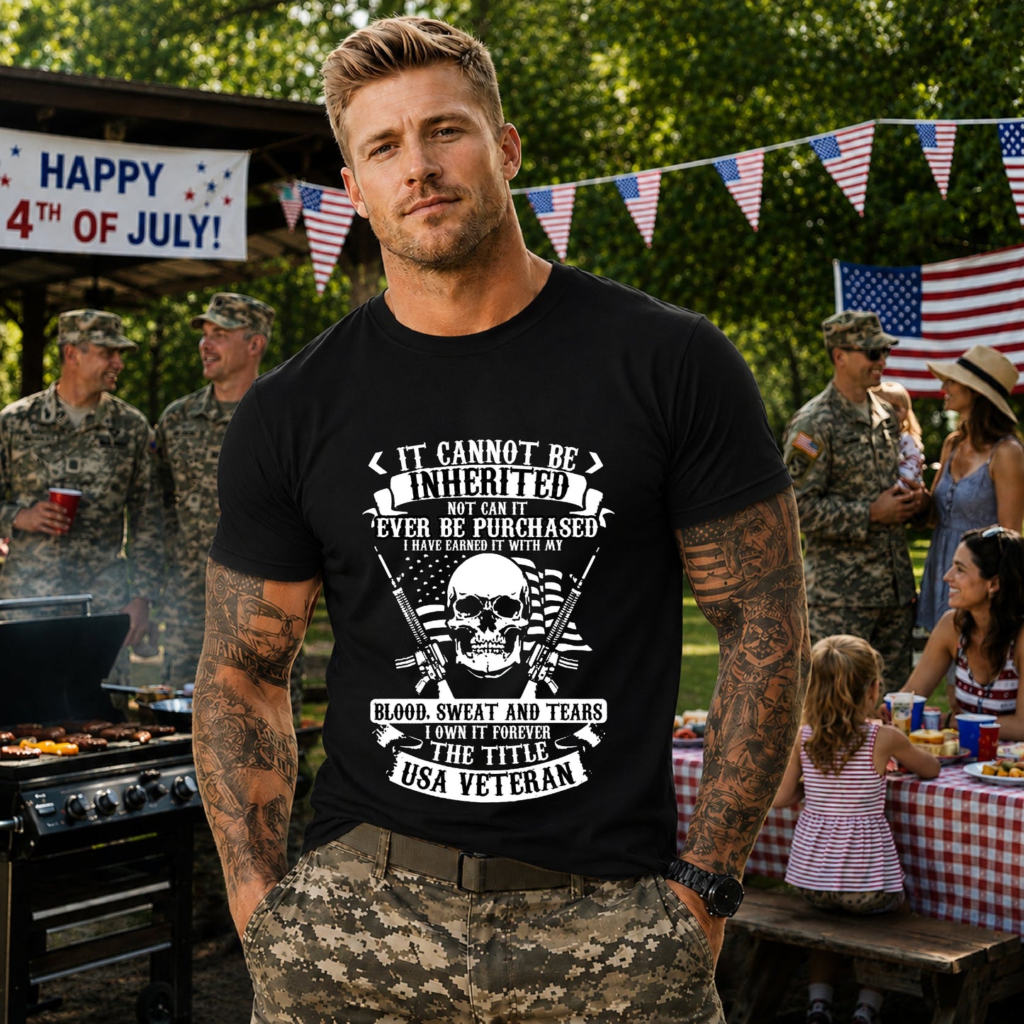 Army Veteran Patriotic Graphic Design Unisex Cotton T-Shirt v54