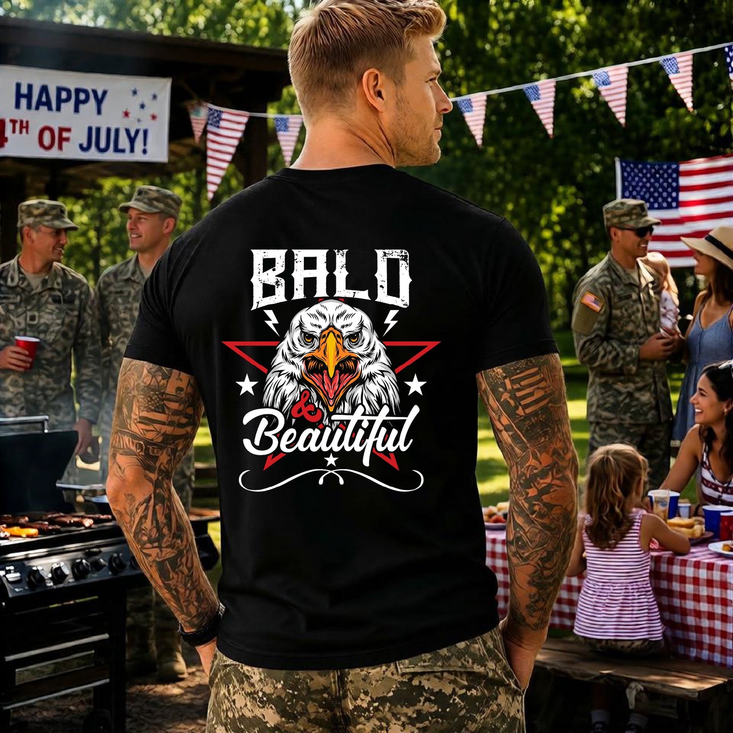Bald Eagle Graphic Illustration Unisex Cotton Tee a3