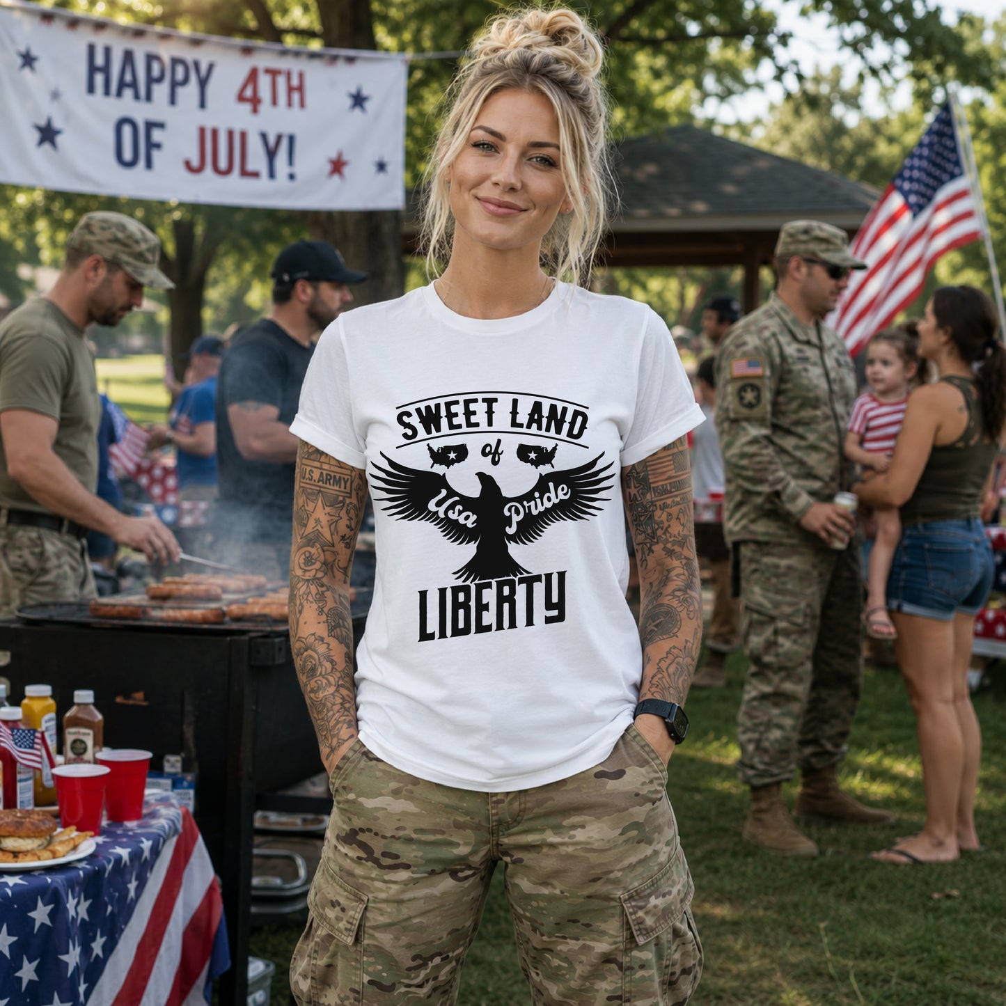 Liberty Eagle Graphic Unisex Cotton T-Shirt a4