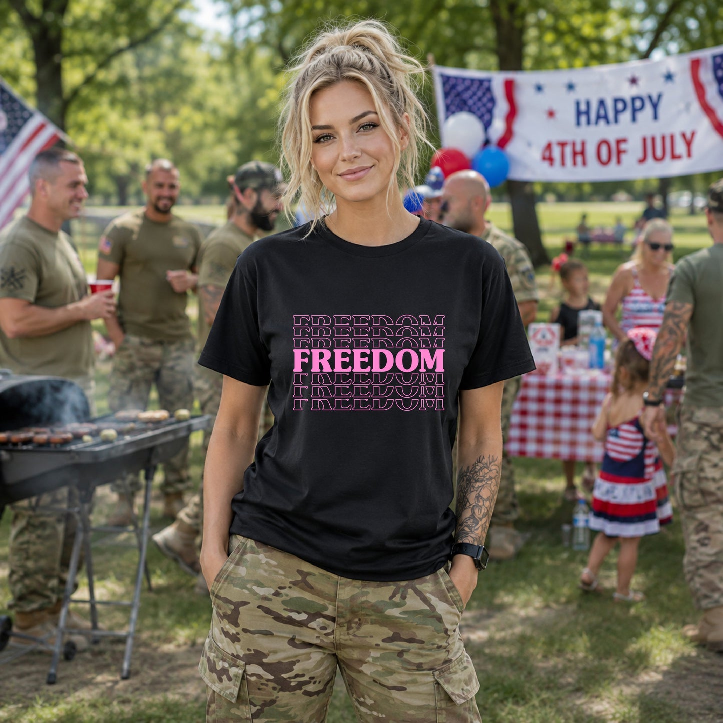 Freedom Text Graphic Unisex Cotton T-Shirt a8