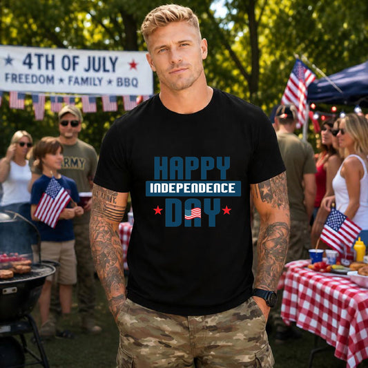 Happy Independence Day Graphic Unisex Cotton T-Shirt 017