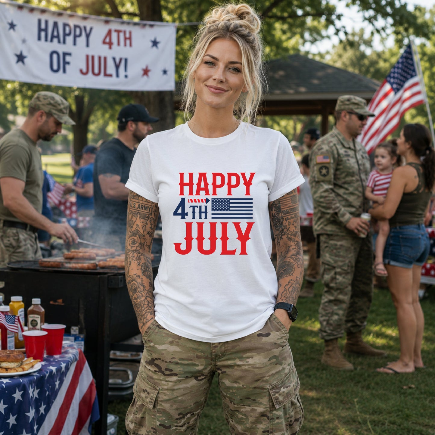 American Flag Graphic Unisex Cotton T-Shirt 011