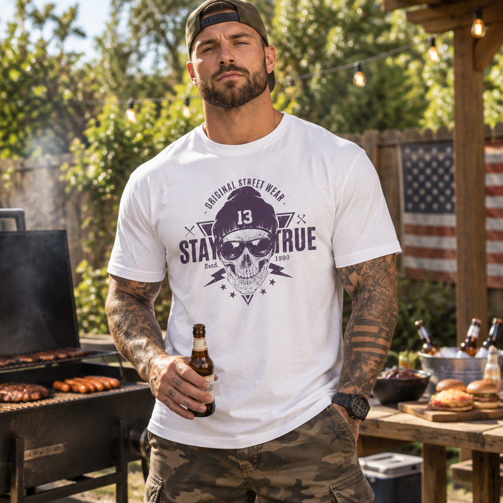 Stay True Skull Graphic Unisex 100 Cotton Essential-T Tall Men's T-Shirt