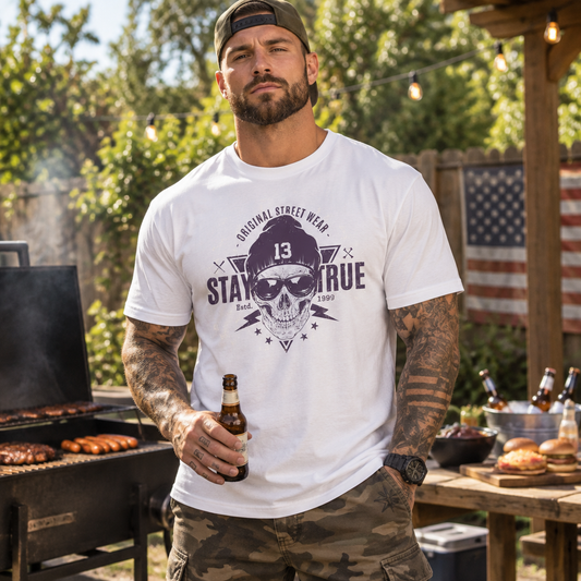 Stay True Skull Graphic Unisex 100 Cotton Essential-T Tall Men's T-Shirt