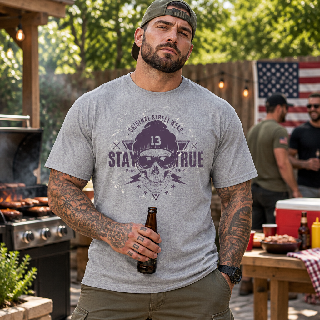 Stay True Skull Graphic Unisex 100 Cotton Essential-T Tall Men's T-Shirt
